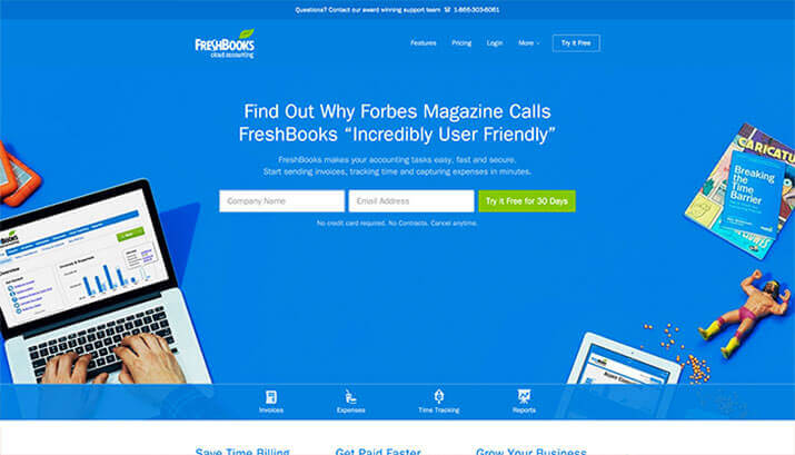 Freshbooks Homepage Design Example