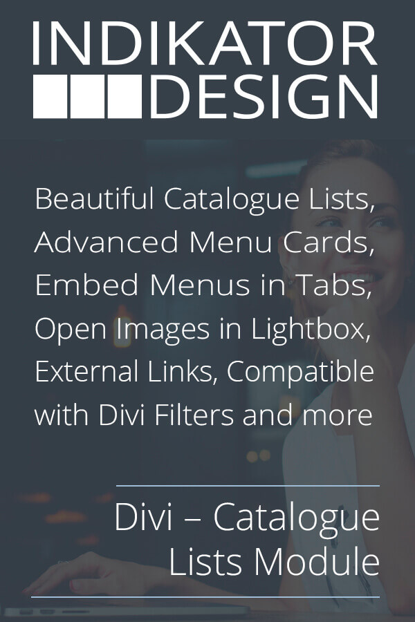 Create beautiful Catalogue Lists and Menu Cards directly within Divi