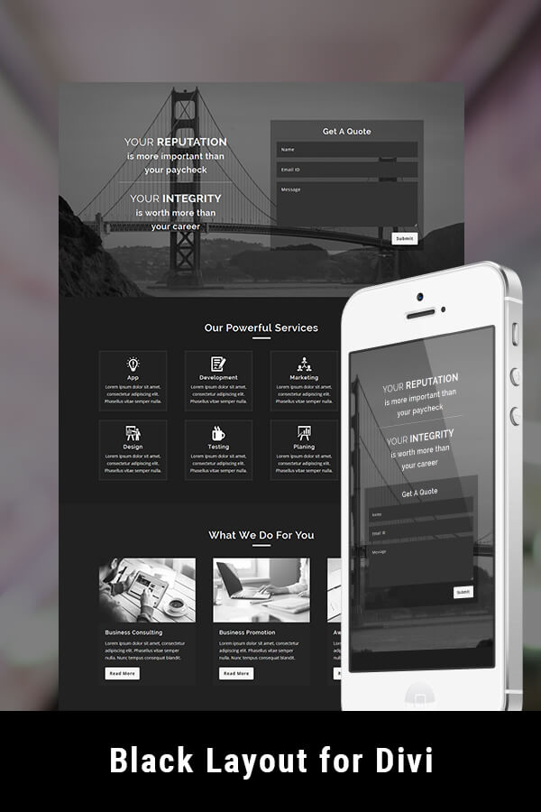 Black Layout For Divi