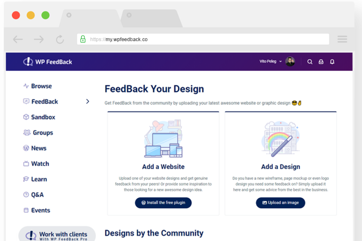 Mockup of Design Feedback on WP Feedback Community