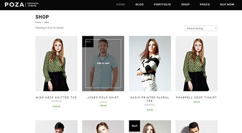 POZA Fashion Theme Store Page Example